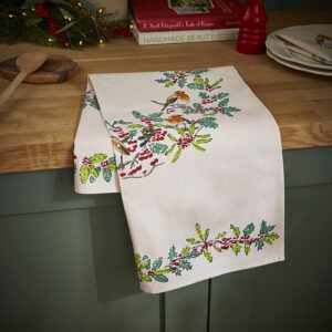 Christmas Robins tea towel